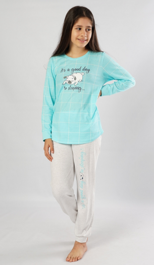 Dětské pyžamo dlouhé  azurové, Buldoček 7-8 let