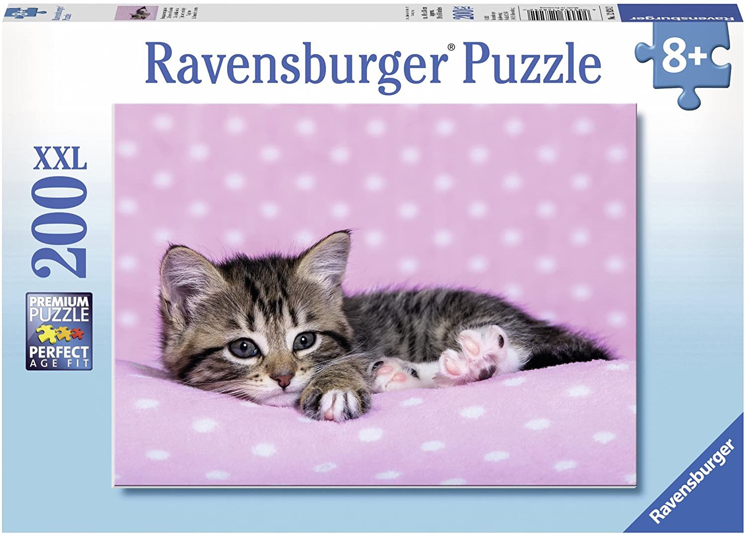 Puzzle RAVENSBURGER Kotě na růžové dece 200 XXL dílků