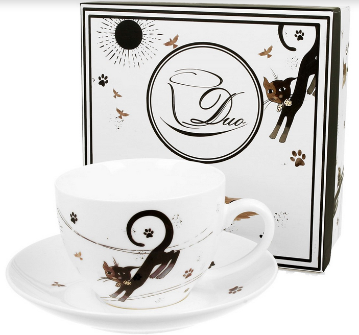Porcelánový šálek+ podšálek, Charming cats 280 ml
