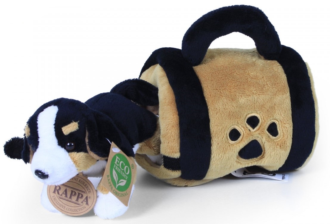 Plyšový pejsek Bernský salašnický pes s přepravkou 17 cm