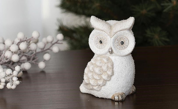 Dekorace Sněžná sova 13 cm