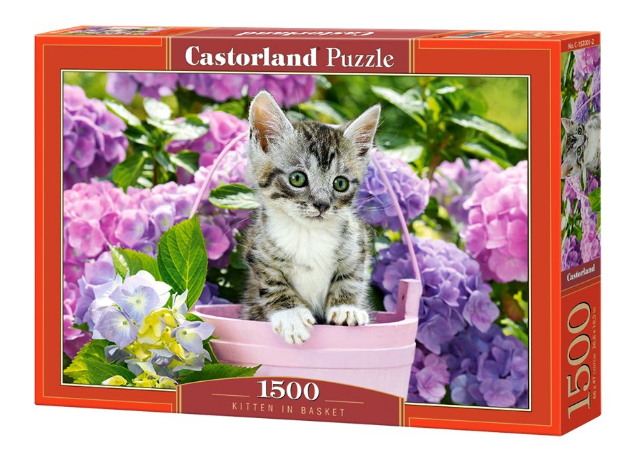 Puzzle CASTORLAND Kotě mezi hortenziemi 1500 dílků