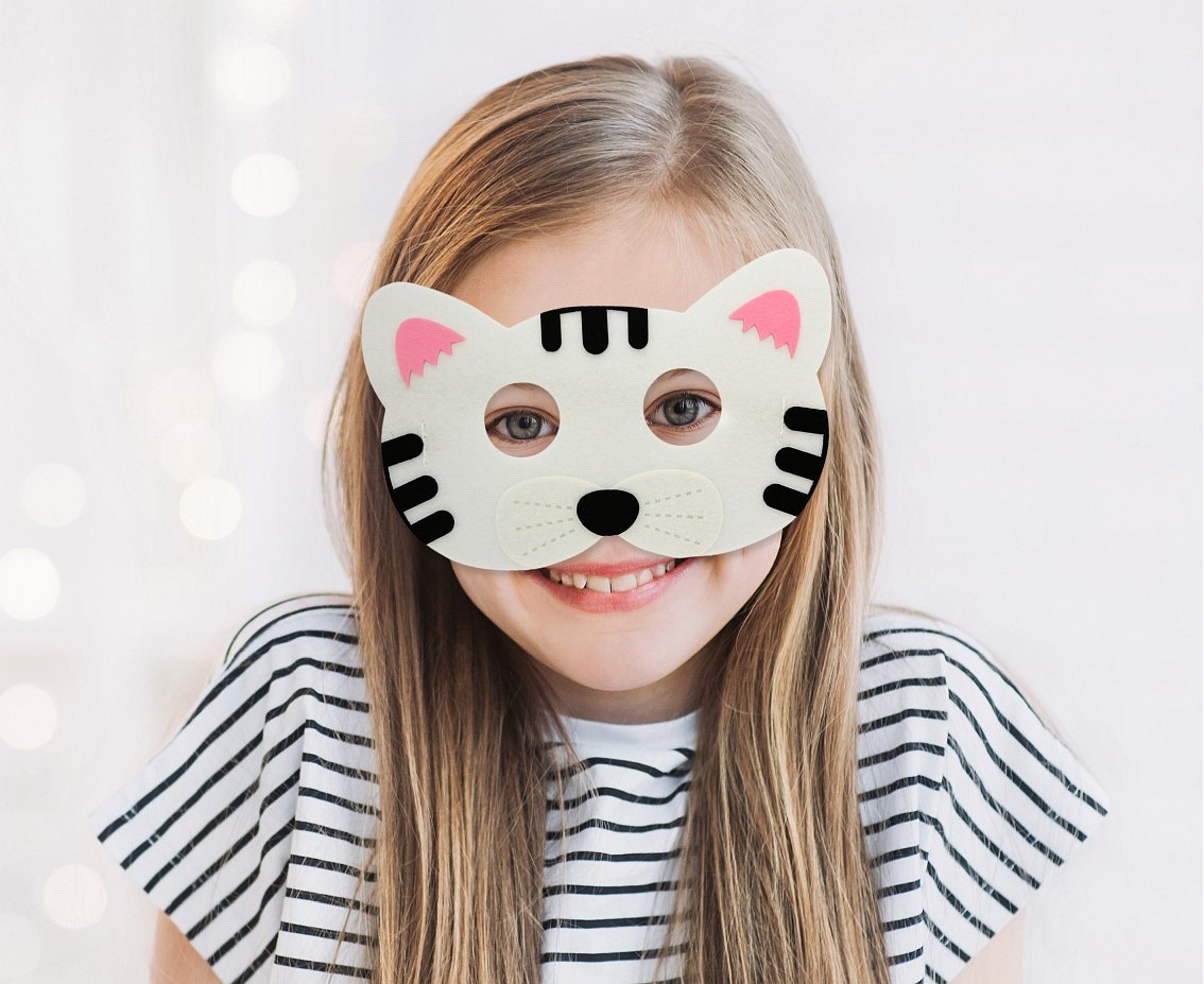 Škraboška, maska filcová Kočka