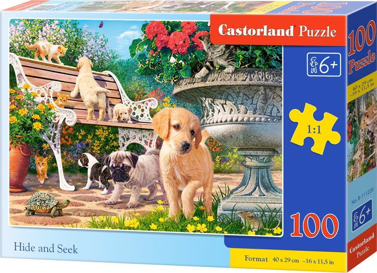 Puzzle CASTORLAND Zahrada plná koťat a štěňat 100 dílků