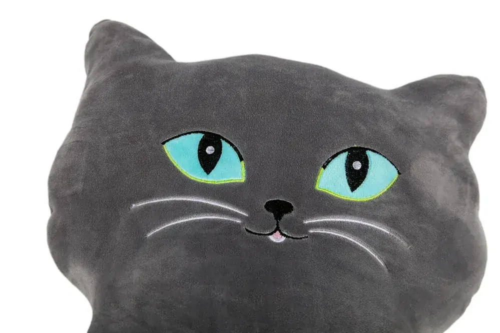 Plyšový polštář Velká šedá kočka 55x36 cm