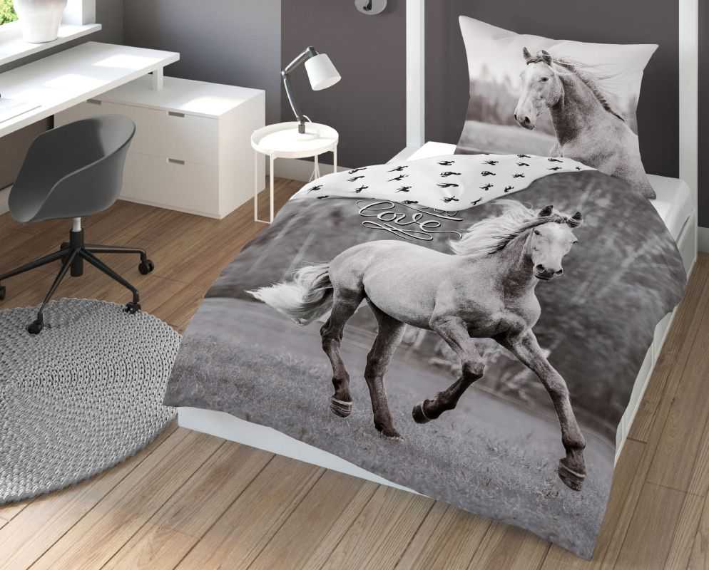 Bavlněné povlečení 3D Kůň - Love, 140x200 cm a 70x80 cm