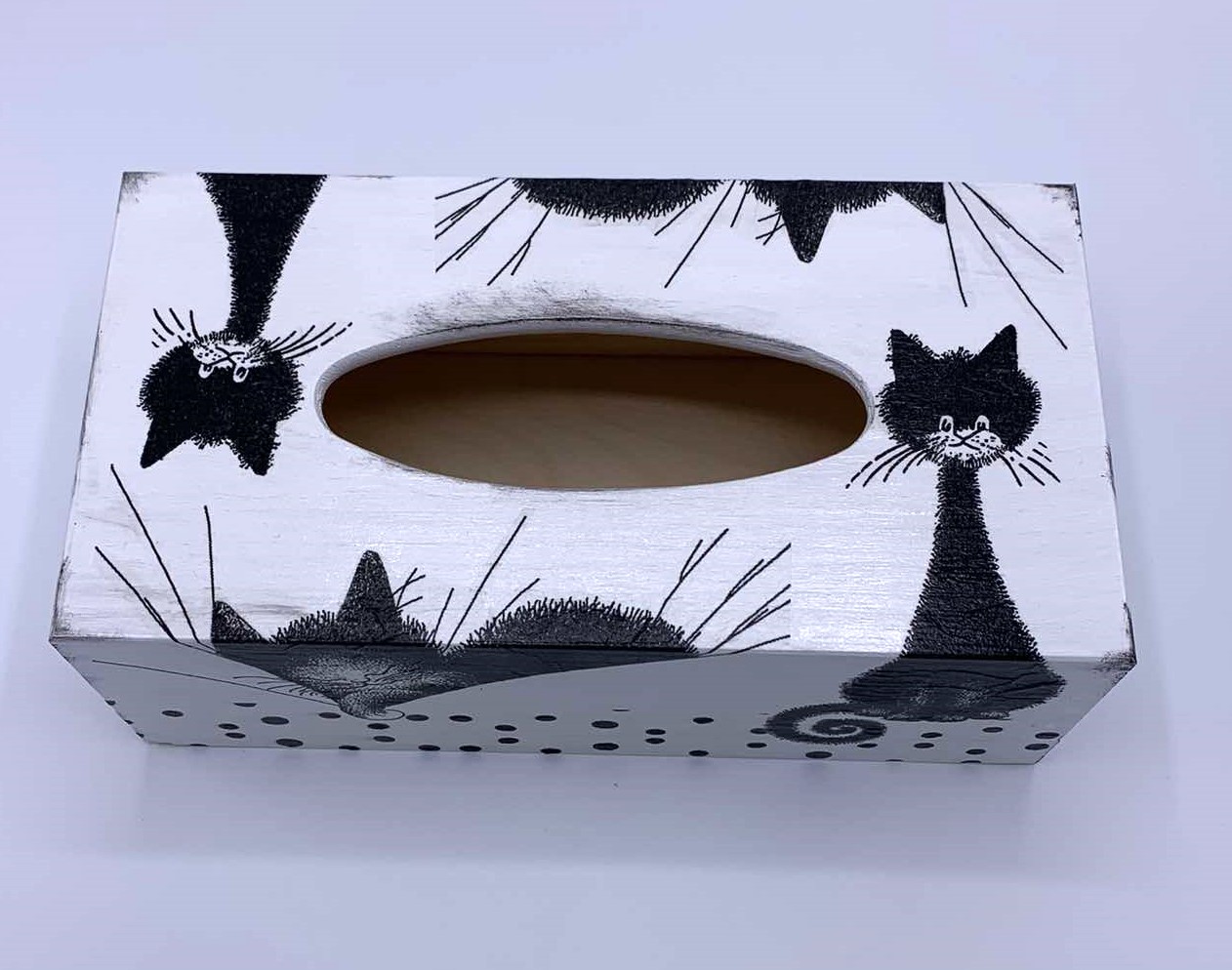 Krabička na kapesníky s kočkami na puntíku RETRO