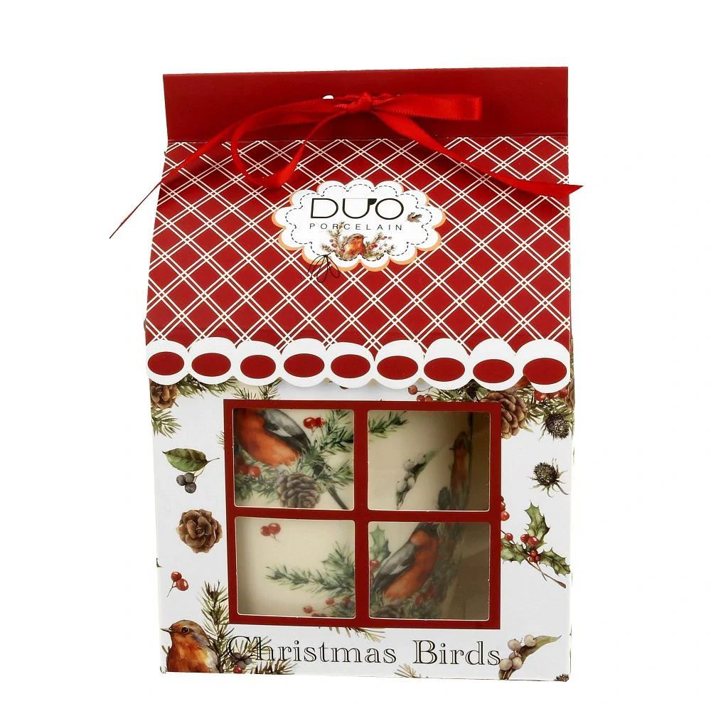 Porcelánový vánoční hrnek Ptáčci a Cesmína 400 ml