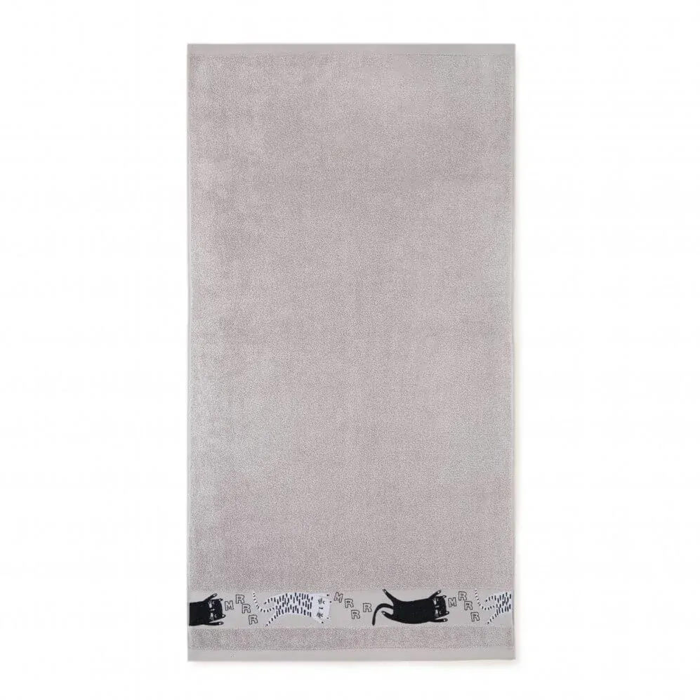 Luxusní osuška béžová, Bordura kočky 70x130 cm