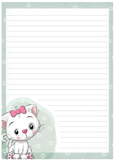 Souprava dopisní papíry s obálkami kočička s mašlí