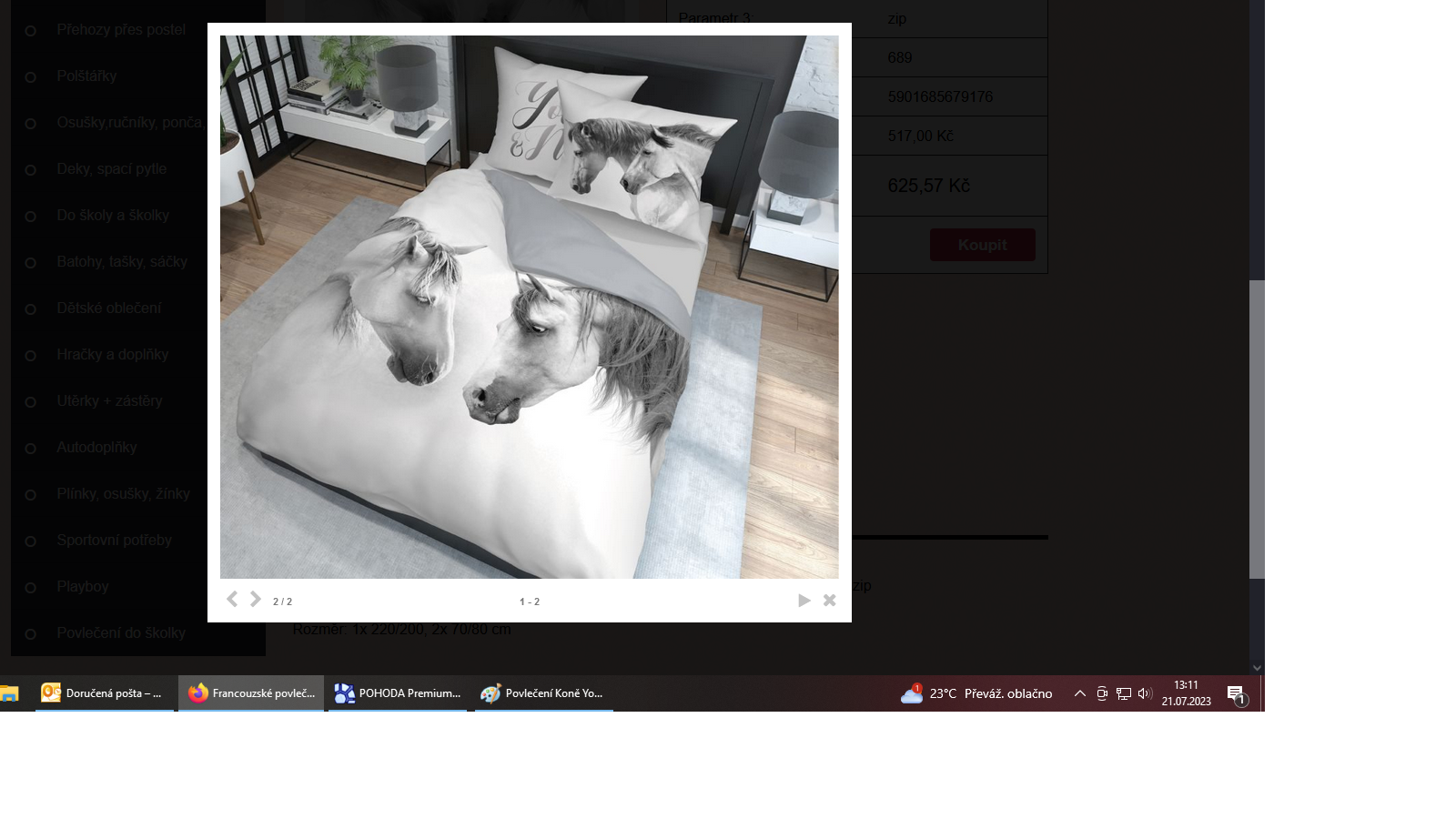 Francouzské povlečení 3D Koně You & Me