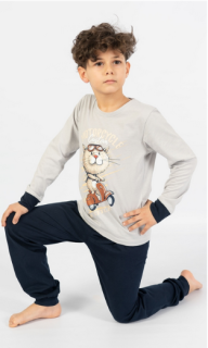 Dětské pyžamo dlouhé, Kocour na motorce 7-8 let