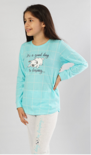 Dětské pyžamo dlouhé  azurové, Buldoček 7-8 let