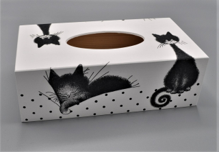 Krabička na kapesníky s kočkami na puntíku