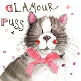Přání s kočkou v obálce GLAMOUR, ALEX CLARK, 16*16 cm