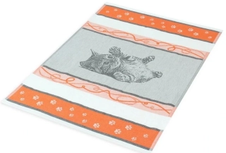 Kuchyňská utěrka bambus oranžová, Kotě a tlapky