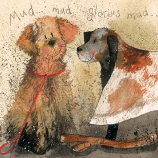 Přání v obálce Mud, Pejsci od ALEX CLARK 14*14 cm