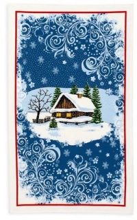 Kuchyňská utěrka Vánoční roubenka