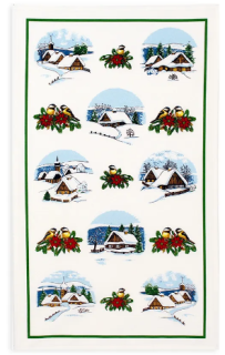 Vánoční kuchyňská utěrka Chaloupky, 42x70 cm