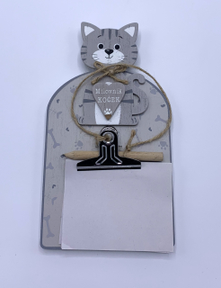 Dřevěná cedulka na stěnu s klipem Milovník koček, 2.jakost