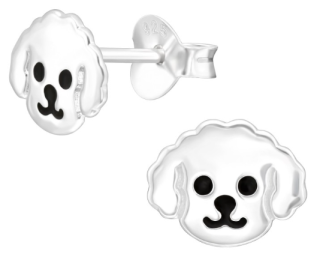Stříbrné puzetové náušnice Pejsek