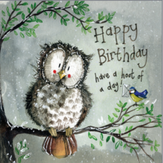 Přání v obálce Hoot of a day, sova od ALEX CLARK 14*14 cm