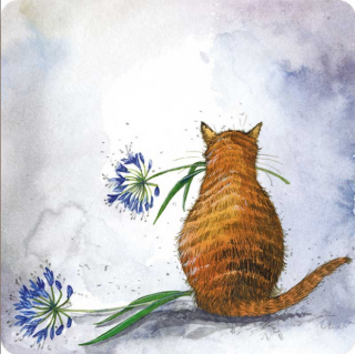 Podložka, podtácek Cat and agapanthus, Alex Clark