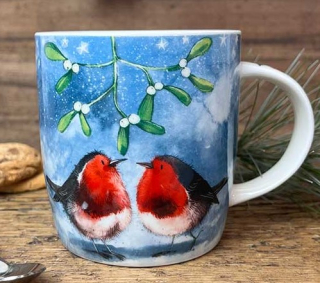 Porcelánový hrnek Robins and Mistletoe, Alex Clark 400ml