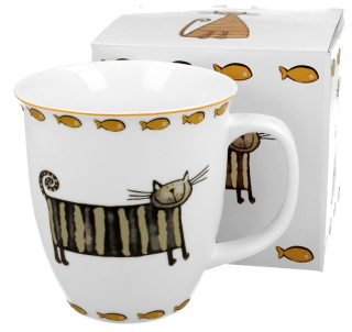 Porcelánový hrnek Kočky a rybky 600 ml