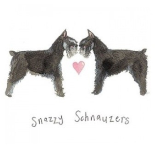Přání v obálce Snazzy Schnauzers, Pejsci od ALEX CLARK 16*16 cm