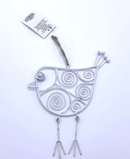 Závěsná kovová dekorace Ptáček 17 cm