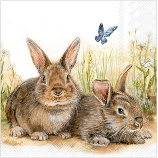 Ubrousky Králíčci a motýl I, 25 x 25 cm