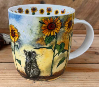 Porcelánový hrnek Cat and Sunflowers, Alex Clark 400ml