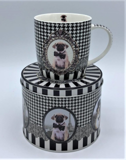 Porcelánový hrnek s dózou Romantik, Mops 350 ml
