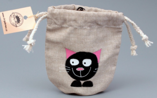 Plátěný pytlík Kočka 13 x 10 cm