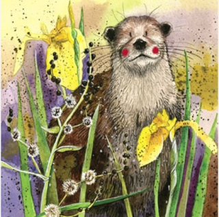 Přání v obálce Yellow flags , vydra od ALEX CLARK 14*14 cm