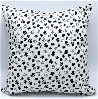 Povlak na polštář bílý, Tlapičky 40 x 40 cm