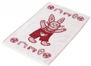 Ručník červený, Zajíček 30x50 cm