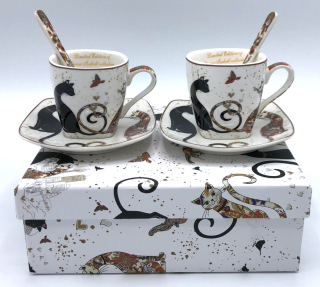 Porcelánové šálky espresso Královské kočky pohled na Eifelovku,  80 ml