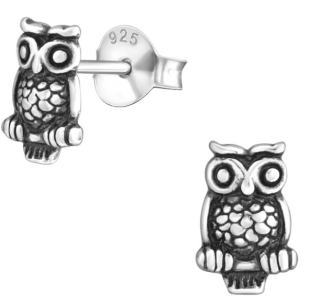 Stříbrné puzetové náušnice Sova I