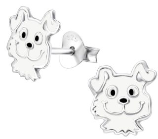 Stříbrné puzetové náušnice Pejsek S12437