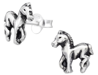 Stříbrné puzetové náušnice Koník S19914