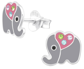 Stříbrné puzetové náušnice Slon S41497