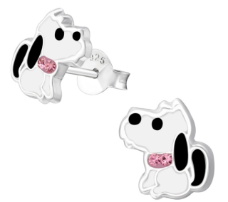 Stříbrné puzetové náušnice Pejsek  S33586