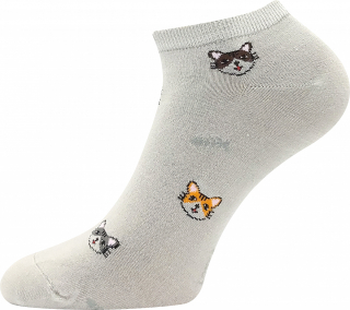 Ponožky krátké Bibiana světle šedé, Kočičky