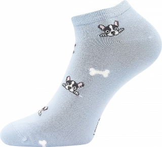 Ponožky krátké Bibiana světle modré, Francouzský buldoček