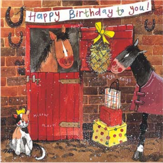 Přání v obálce Stable Lads Horse, koně od ALEX CLARK 14*14 cm