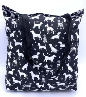 BAVLNĚNÁ ČERNÁ TAŠKA PEJSCI A TLAPKY