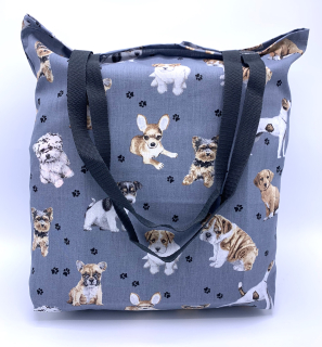 BAVLNĚNÁ ŠEDÁ TAŠKA PEJSCI A TLAPKY