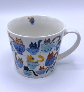 Porcelánový hrnek velký, Kočky v hrnečcích 610 ml